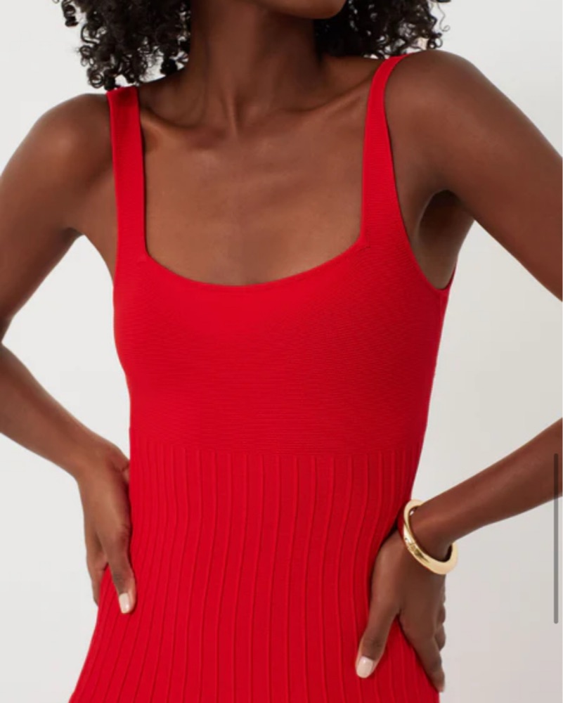 staud ellison dress red Staud Ellison Midi Dress - Red - Women|R24S2213VNRDR