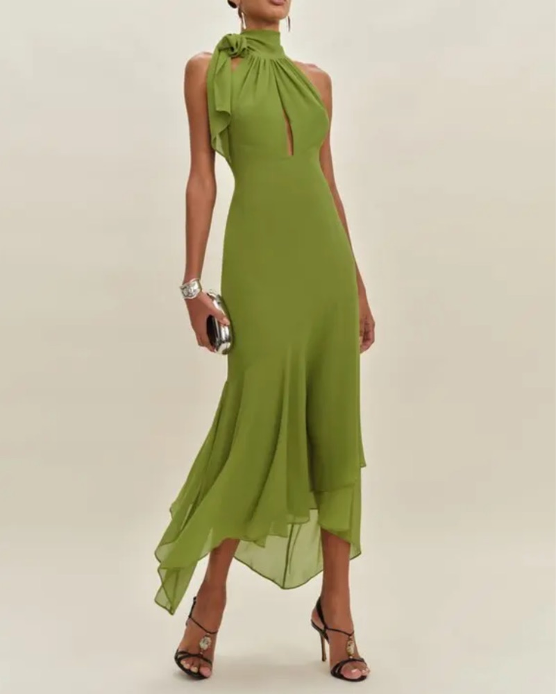 Green Open Back Reformation Mela Dress by Reformation - Pickle