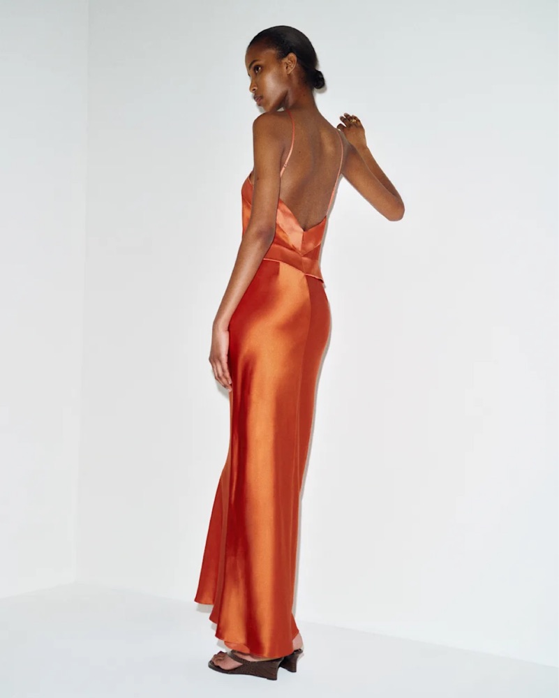 reformation orange dress // Silk Halter – VSP Consignment and sexy Reformation Sara Dress | Orange