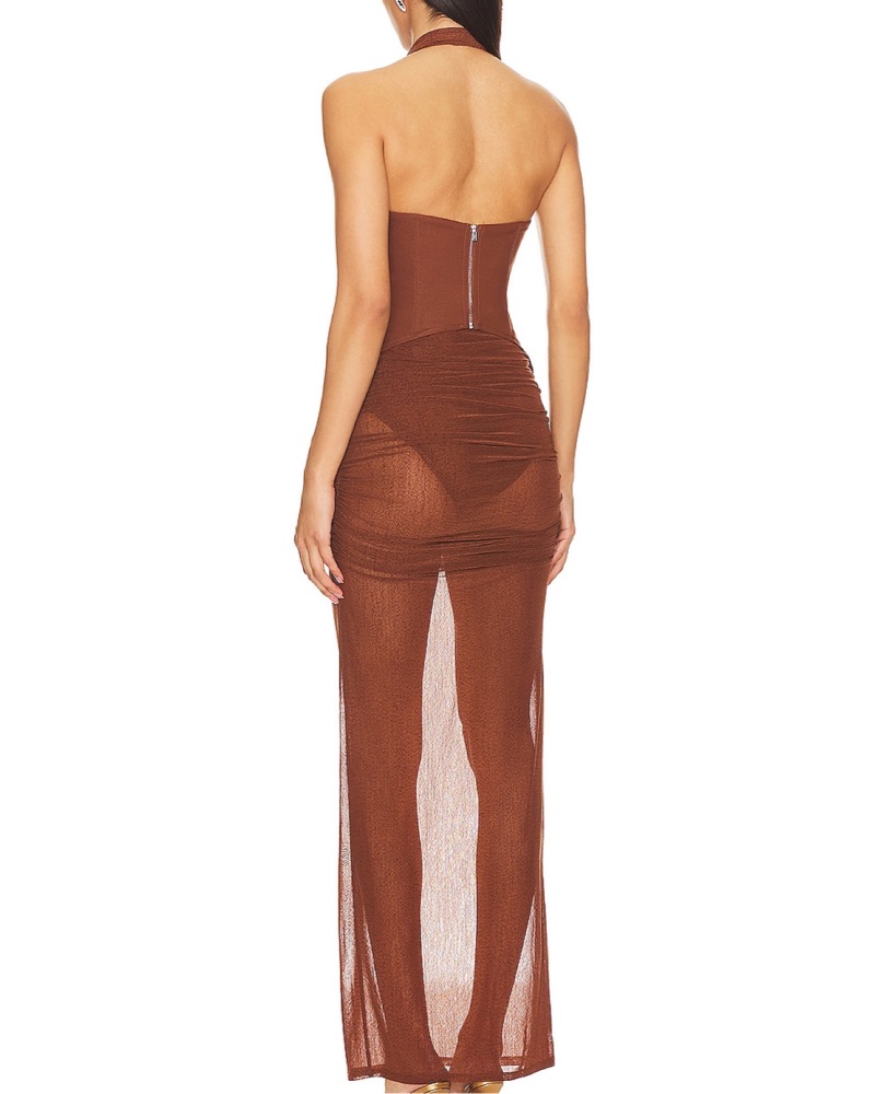 pieces midi dress Bardot fitted midi dress in Cashmere, Silk Women oxalis