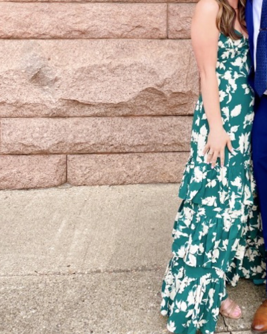 abercrombie and fitch green floral dress Hunter Green Floral Print Jacquard Front Pockets Sleeveless Dress – SSYS
