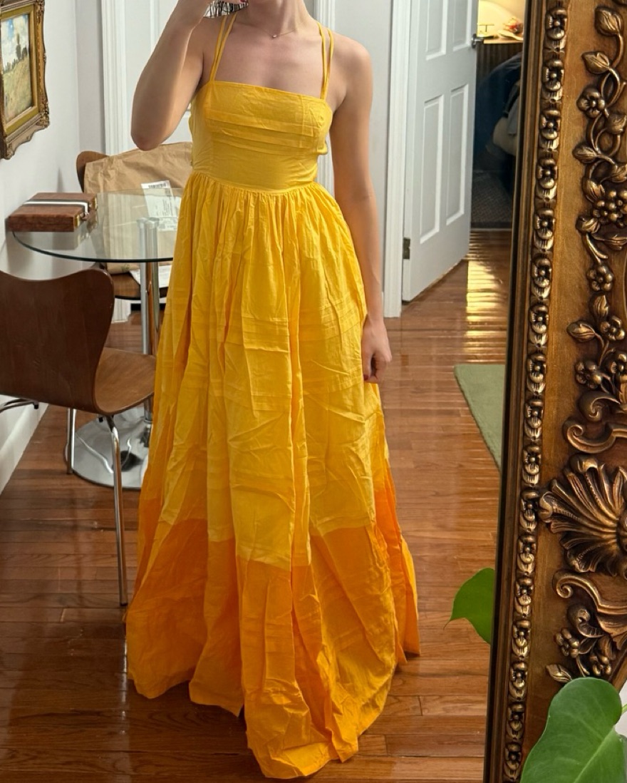 staud yellow maxi dress Valencia Linen Dress