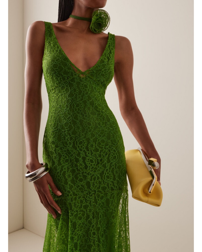 green lace backless dress Mint Green Lace Mermaid Backless Long Prom Dresses-Bridelily main image 1