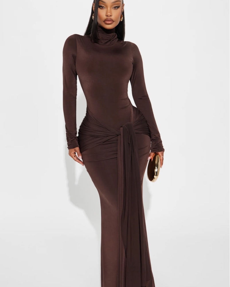 brown maxi dress long sleeve Camielle Brown Maxi Dress - US 6 main image 1