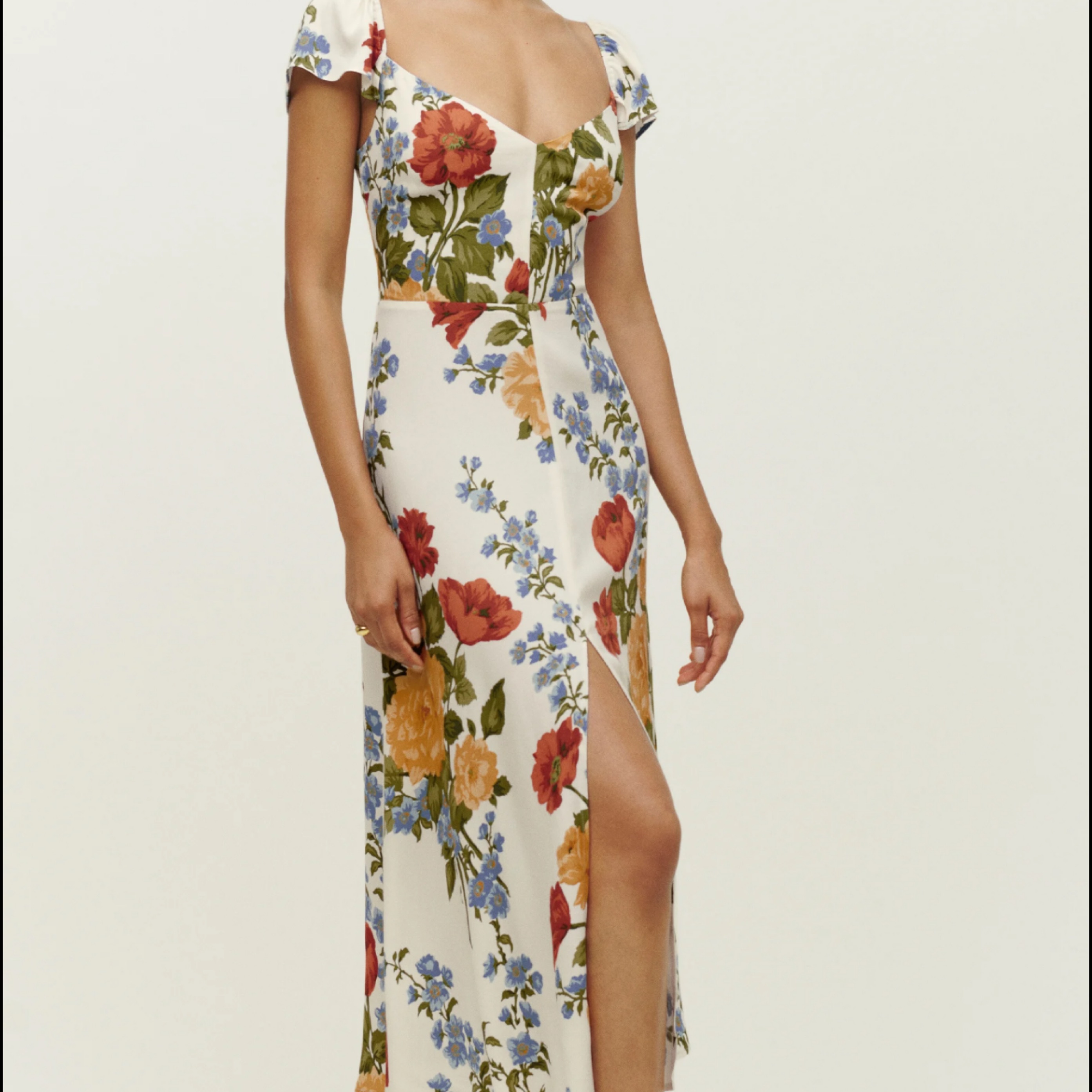floral midi dress reformation Reformation Ceara V-Neck Floral Midi Dress