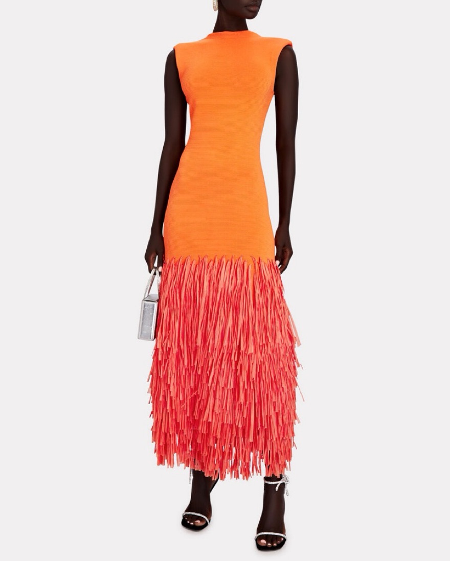 タキマキ愛用【Aje.】関税送料込◆RUSHES RAFFIA KNIT ドレス Aje Rushes Raffia Knit Midi Dress in Deep Fuchsia | REVOLVE