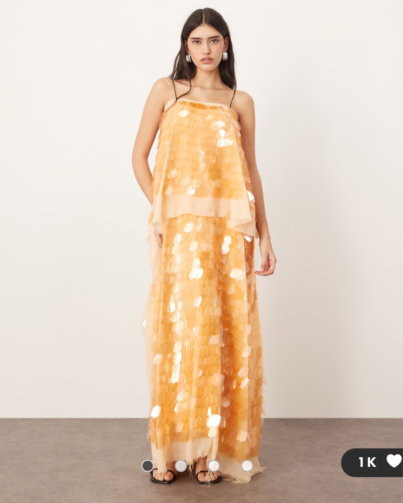 asos yellow sequin dress ARRANGE embellished disc square neck full skirt midi in lemon this sleeveless dress offers a vibrant and stylish look ASOS DESIGN sheer lace cami