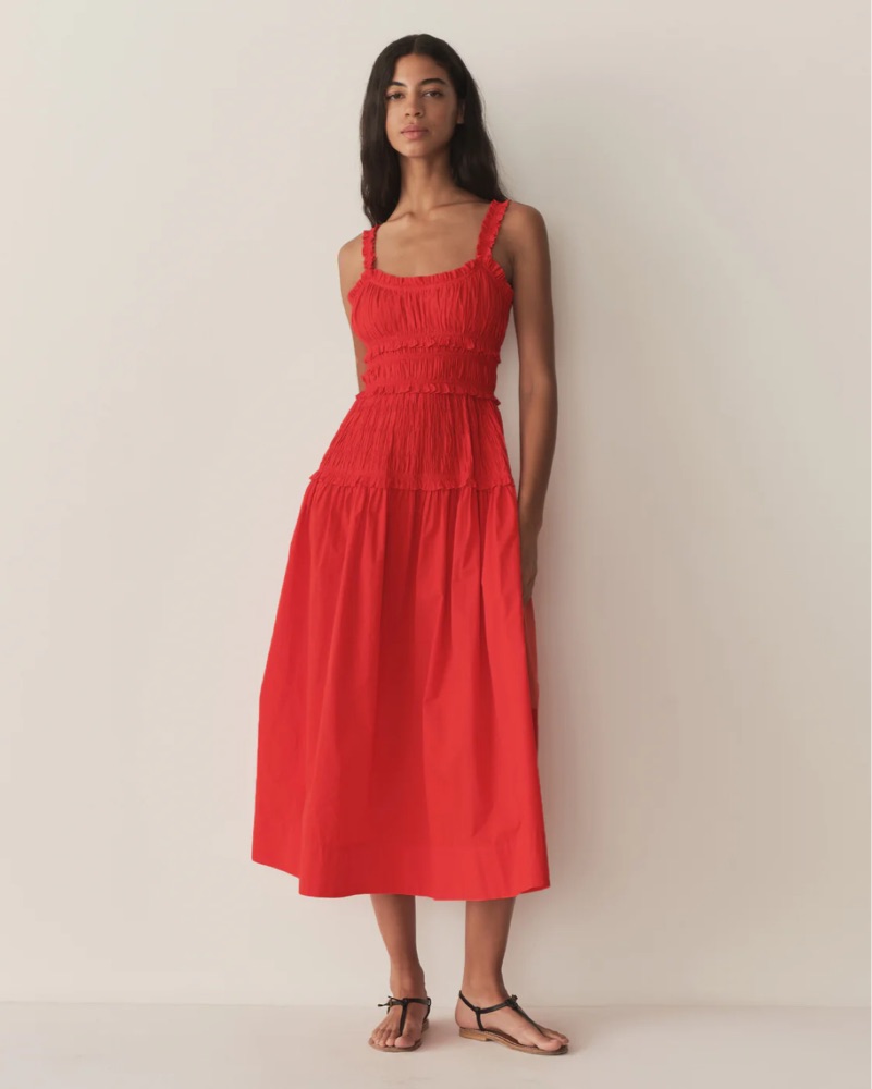 doen marianne dress ruffled cotton poplin midi in green - Cut from organic cotton MelanieMcGavin on LTK