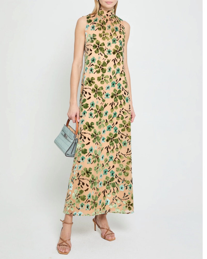 saloni bow dress green Saloni Camille Velvet Long Dress main image 0
