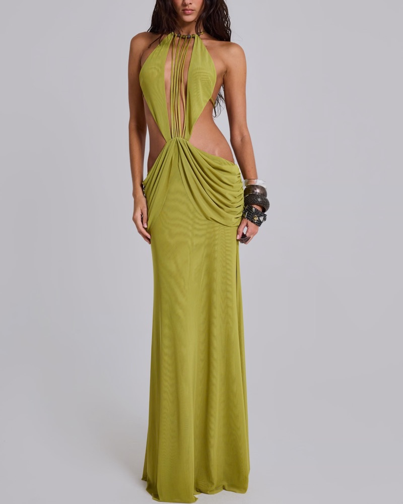 anne hathaway backless dress Sexy 3d Print Lace Up Backless Maxi Dresses for Women 2023 Nightclub O –  Mega Mart Center main image 0