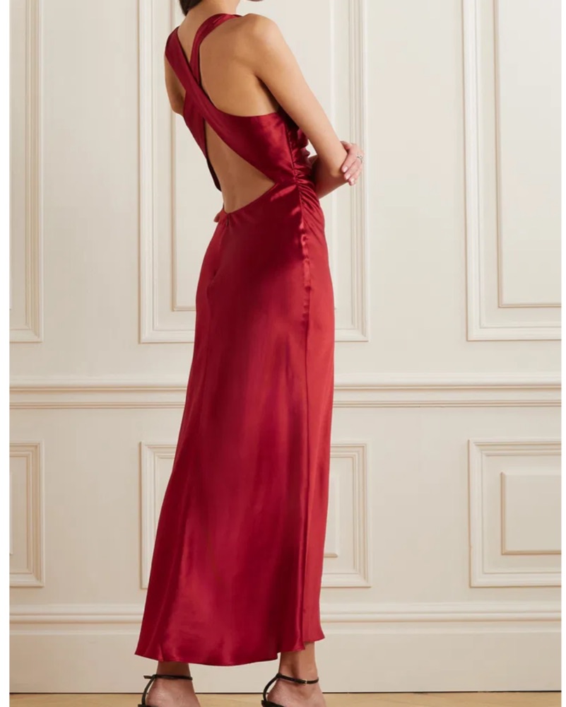 summer backless dress Deep V Neck High Slit Backless Red Prom Dress Evening Dress PG466 US4 / Custom Color main image 0
