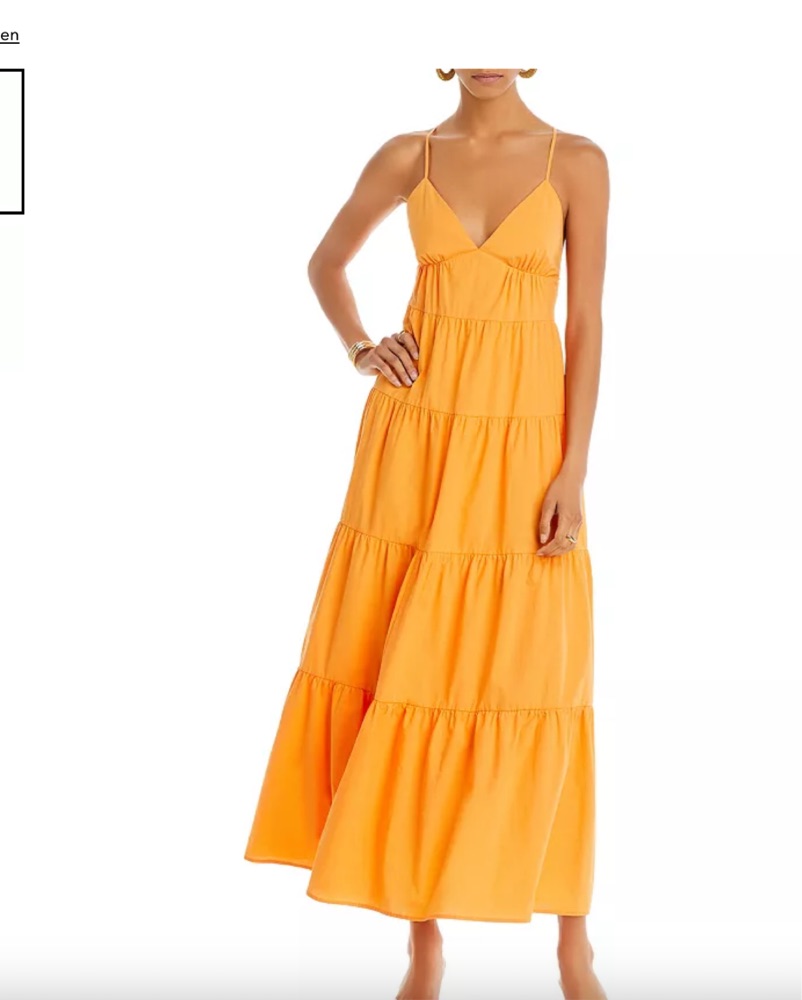 wayf orange dress Orange Wayf Alexa Tiered Maxi Dress by WAYF
