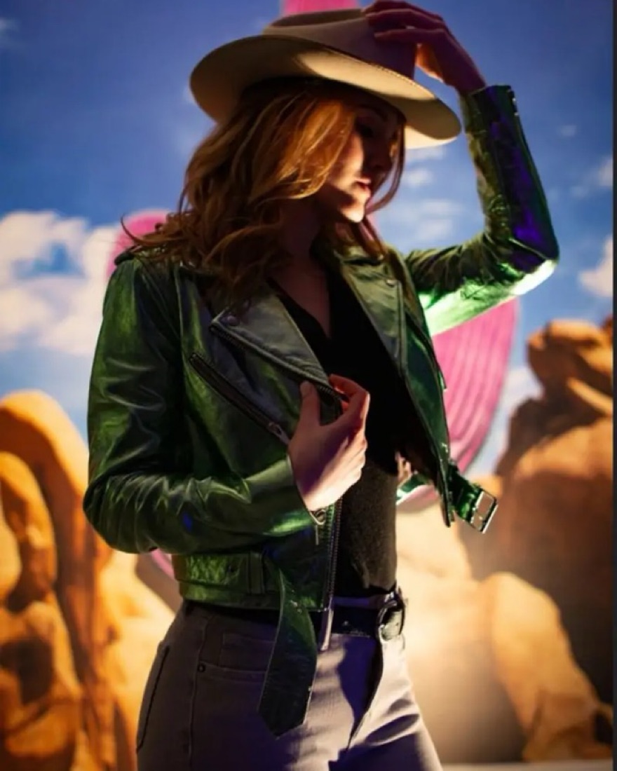 Veda Metallic Green Leather Jacket by Veda - Pickle