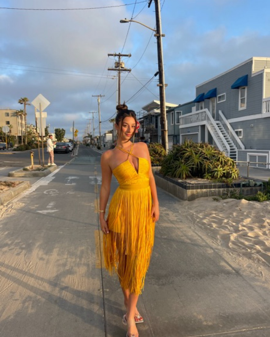 Herve Leger Yellow Fringe Dress by Herve Leger - Pickle