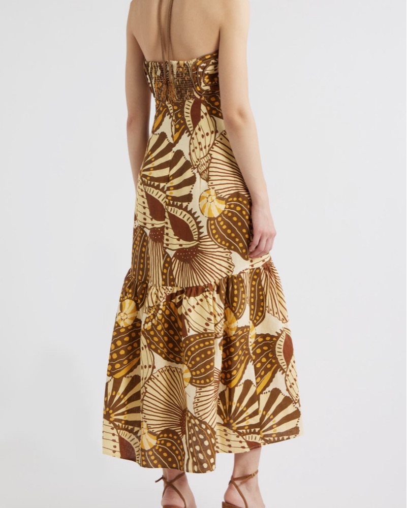 Farm Rio Shell Mix Sand Linen Dress by Farm Rio - Pickle
