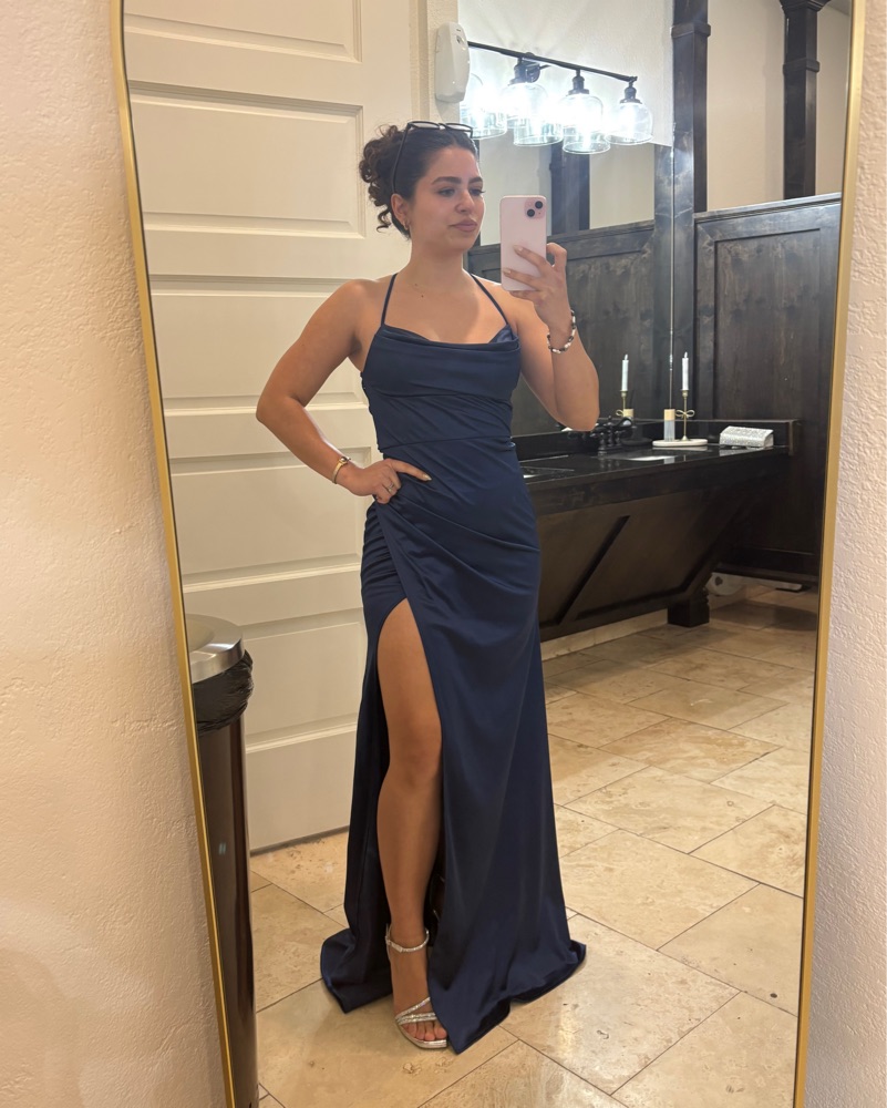 short sleeve maxi dress for women Lauren Puff Sleeve Maxi Dress Navy / M