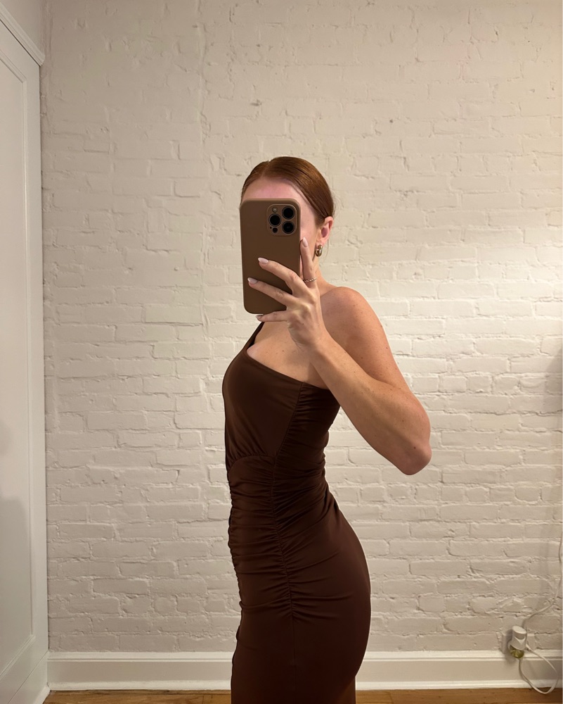 Brown One-Shoulder Maxi Dress by Zara - Pickle