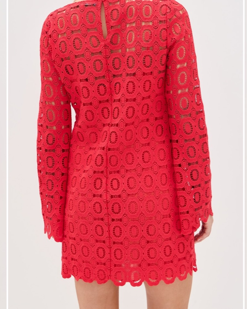 red crochet lace dress Adrian Crochet Lace Dress