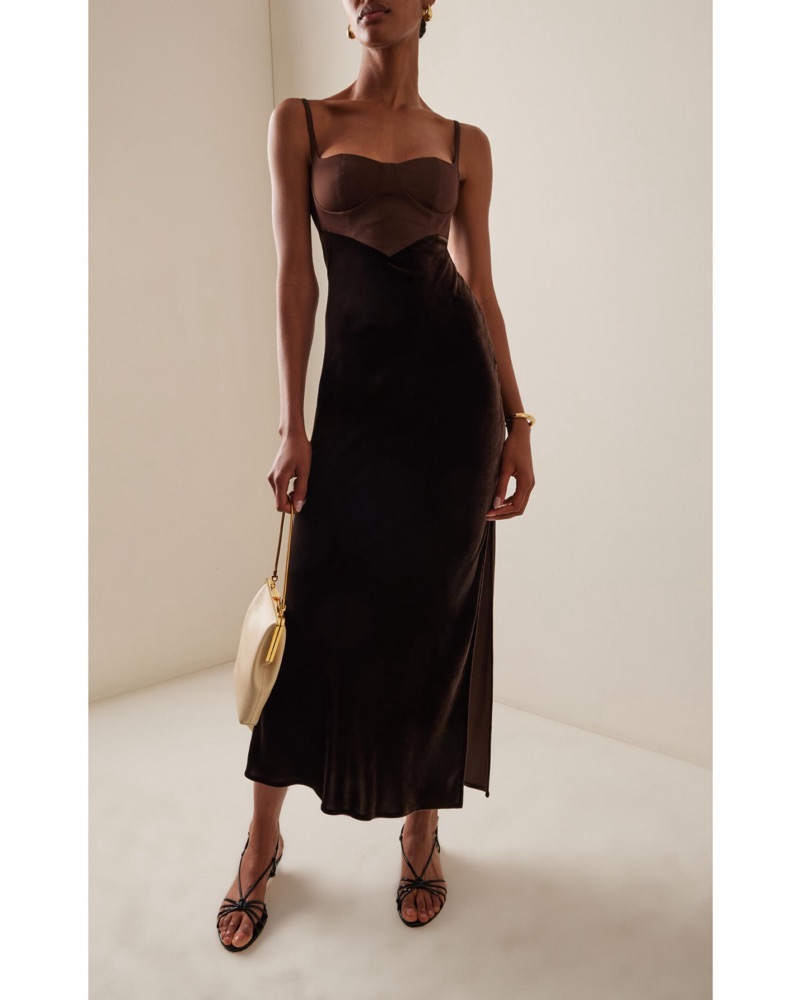anna october brown dress Anna October Burgundy Eliza Midi Dress