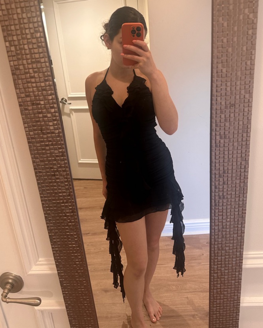 long sleeve black mini sweater dress Eterne Long Sleeve Crewneck Mini Dress main image 1