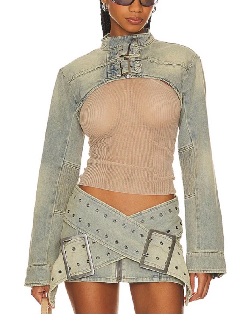 Denim Distressed Vault London Jaded y2k 短丈 ジャケット london jaded Short Outfitters Urban | ジャケット・アウター