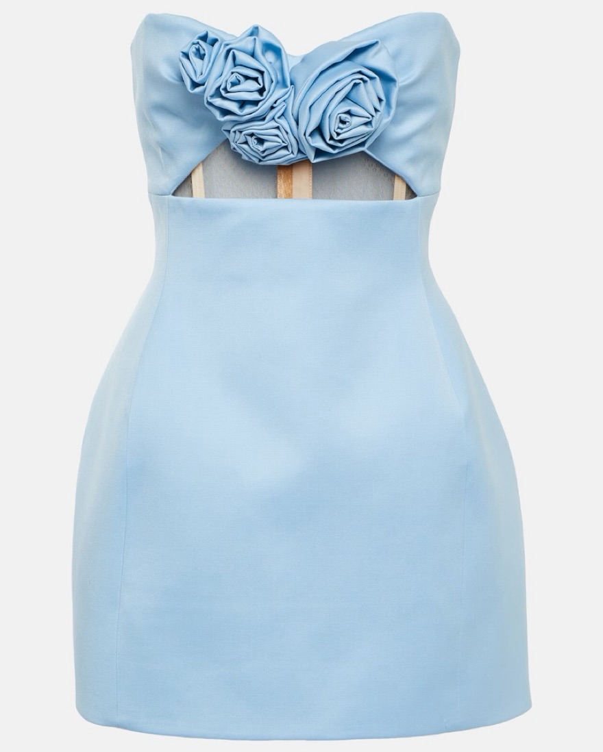 magda butrym blue dress Magda Butrym Baby Blue Scarf-Detailed Ruched Jersey Mini Dress Size FR –  Sellier main image 1