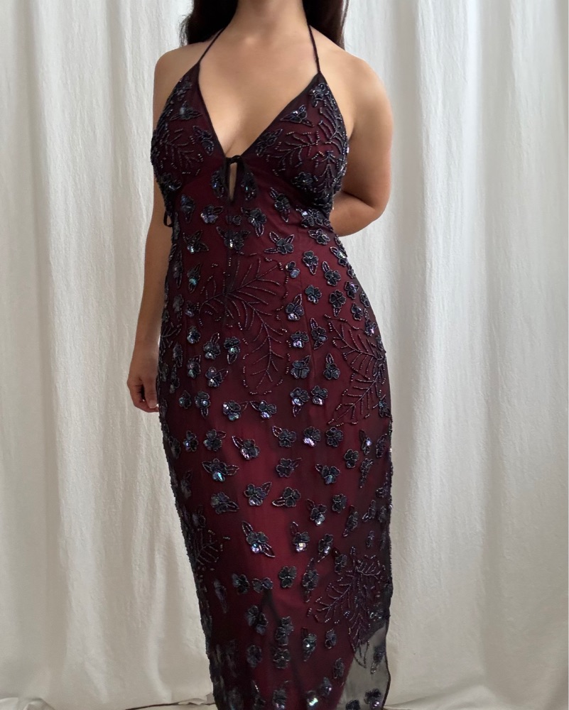 xscape beaded sheath dress Yvonne Beverly Hills Beaded Silk Evening Dress, 1960 – Vintage World Rocks