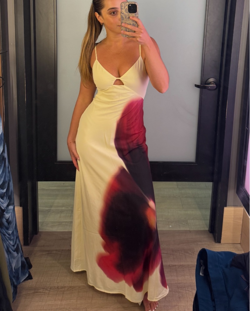 A&F Yellow Cutout Floral Maxi Dress by Abercrombie and Fitch - Pickle