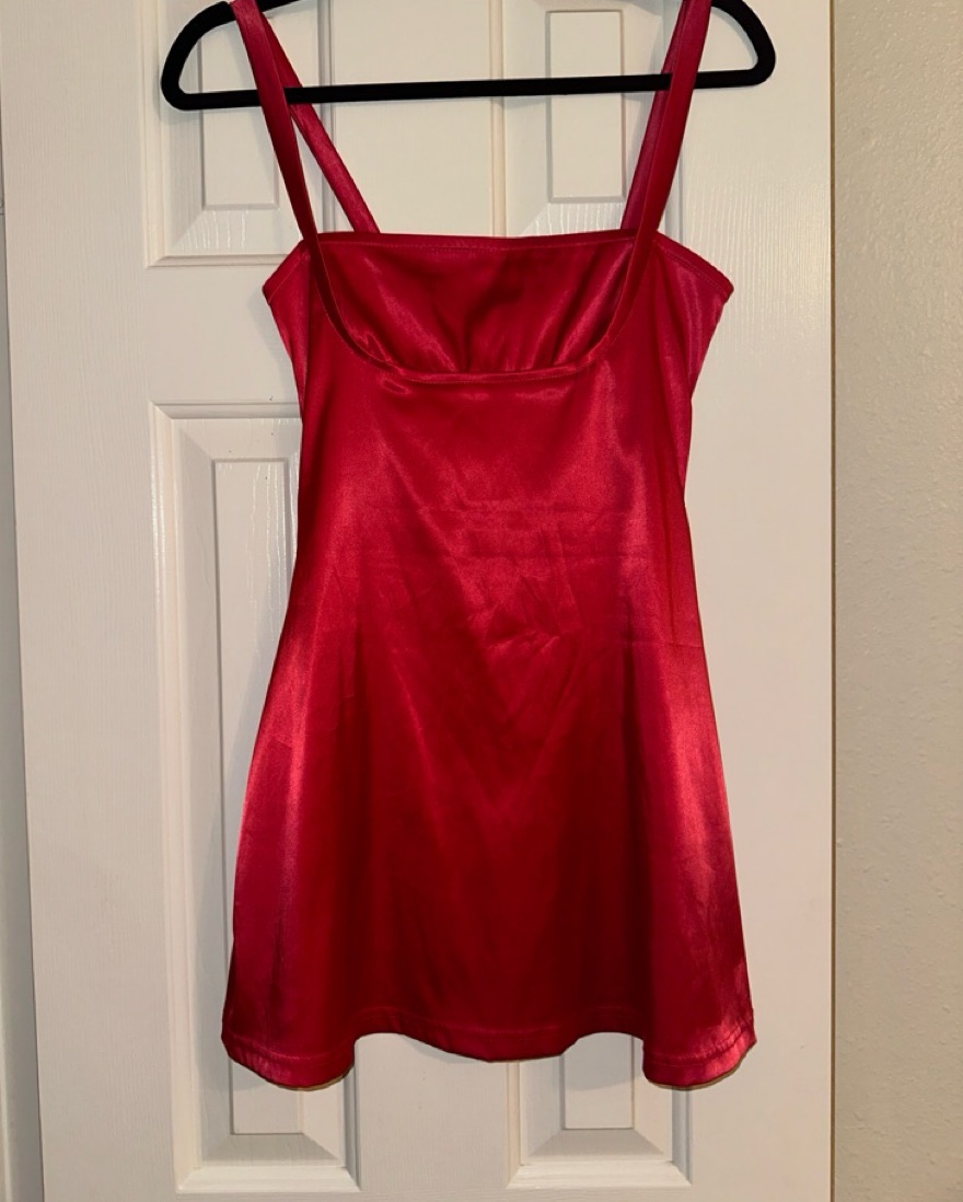 red satin holiday dress Daphne Red Satin Mini Dress - US 6