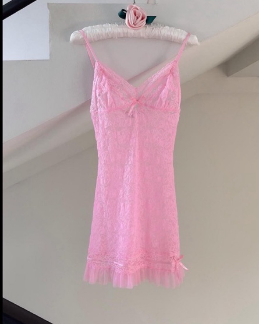 Vintage Victorias Secret Sheer Lace Mini by Victoria's Secret - Pickle