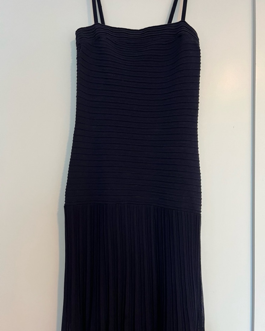 cos blue long dress COS Women's Rounded Merino Maxi Dress in Blue | Wool