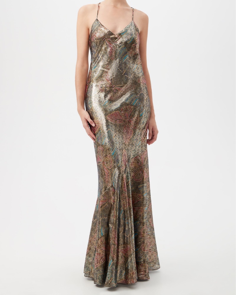 Metallic Maxi Slip Dress by Trina Turk - Pickle