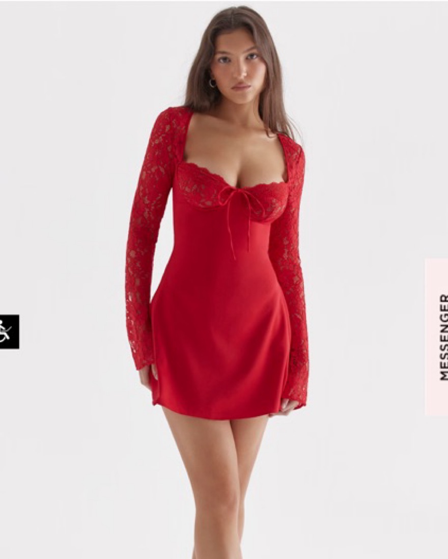 Red Valentines Day Lace Dress by House of CB - Pickle