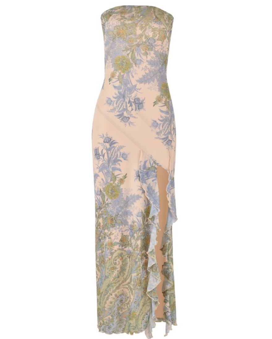 pink floral dress with long sleeves Swift Floral Meadow Maxi Sheer Long Sleeve Dress Blush / Large main image 1