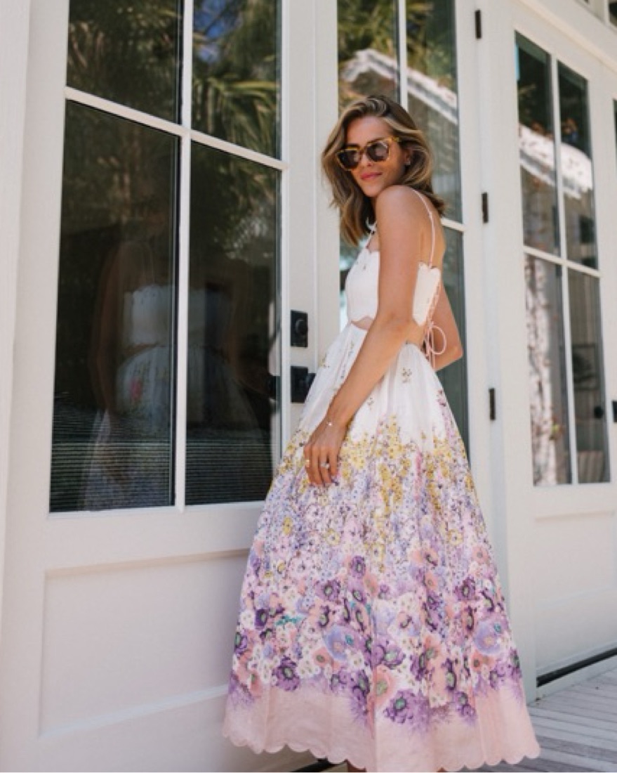 zimmermann floral cut out dress Zimmermann Jude Scalloped Cut-Out Dress in Peach Gradient Floral  UFO No  More