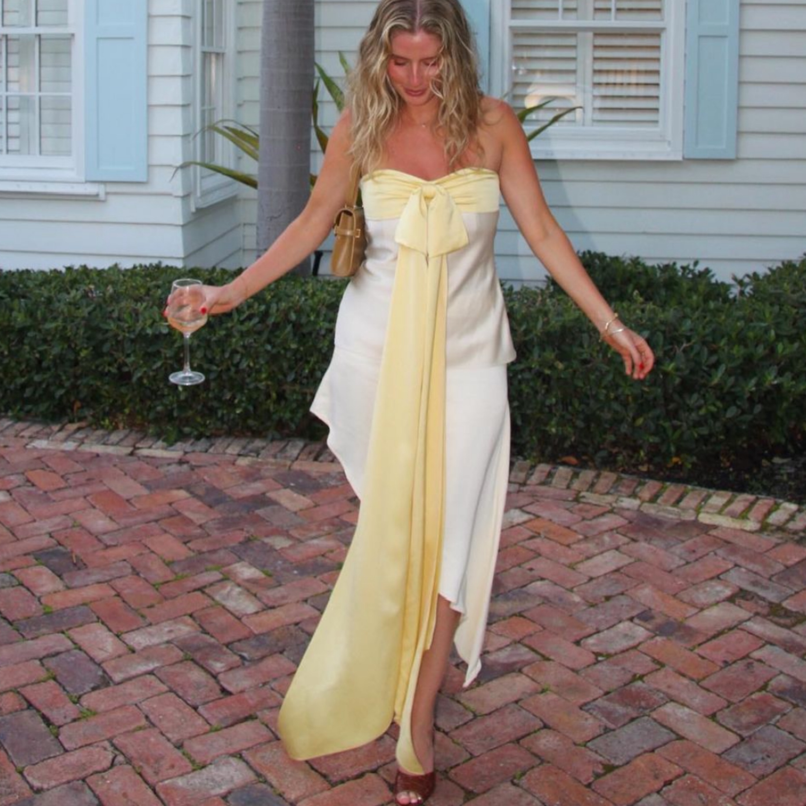 Helsa Elisabetta Bow Top Ivory & Yellow by Helsa - Pickle