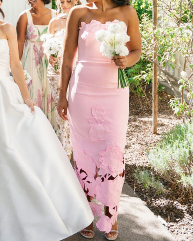 Leo Lin Strapless Floral Applique Gown by Leo Lin - Pickle