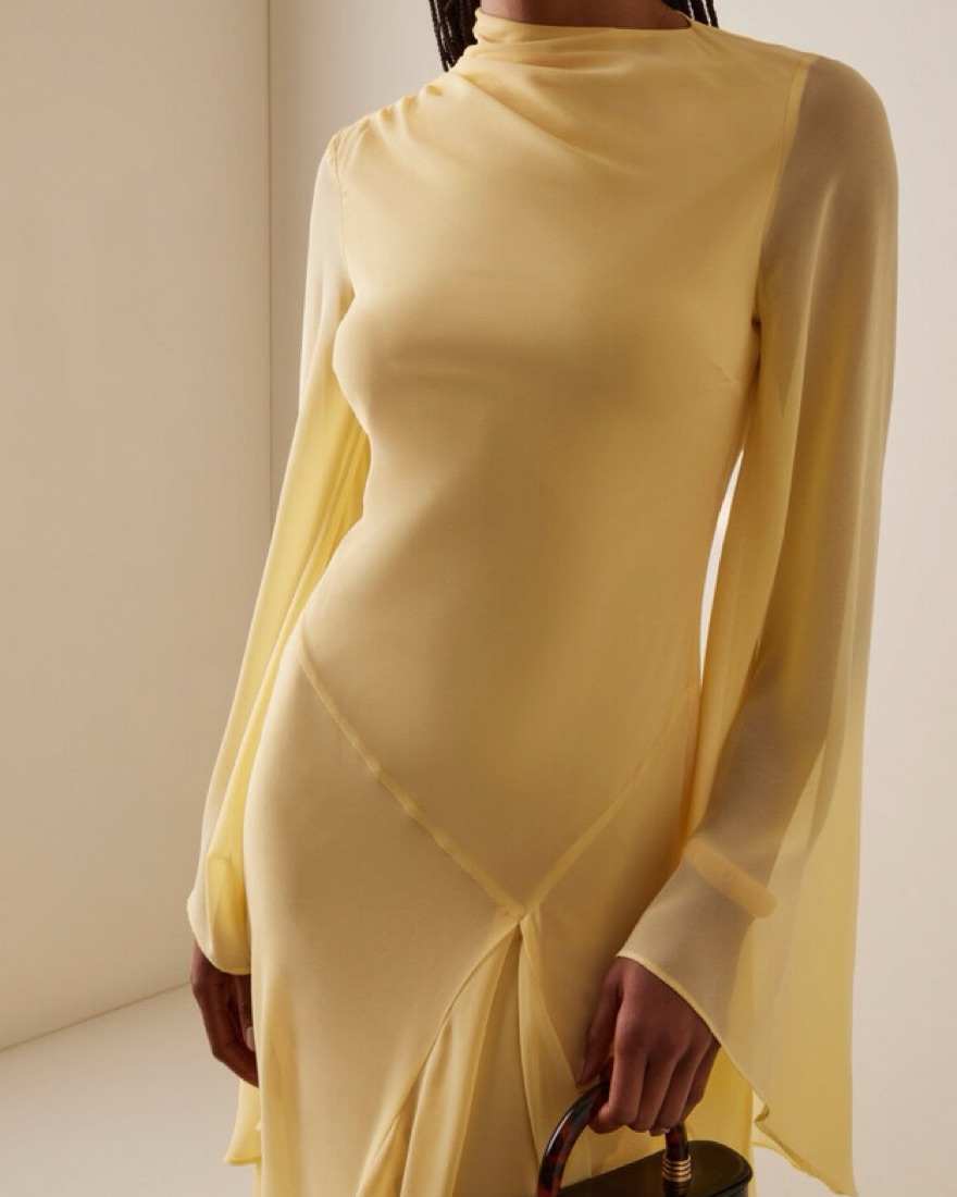 De La Vali Hausos Chiffon Maxi Dress by De La Vali - Pickle
