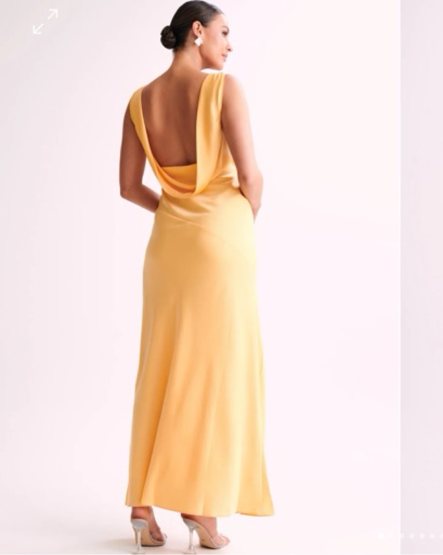nadia maxi satin dress with back cowl - lemon Meshki Nadia Dress by Meshki