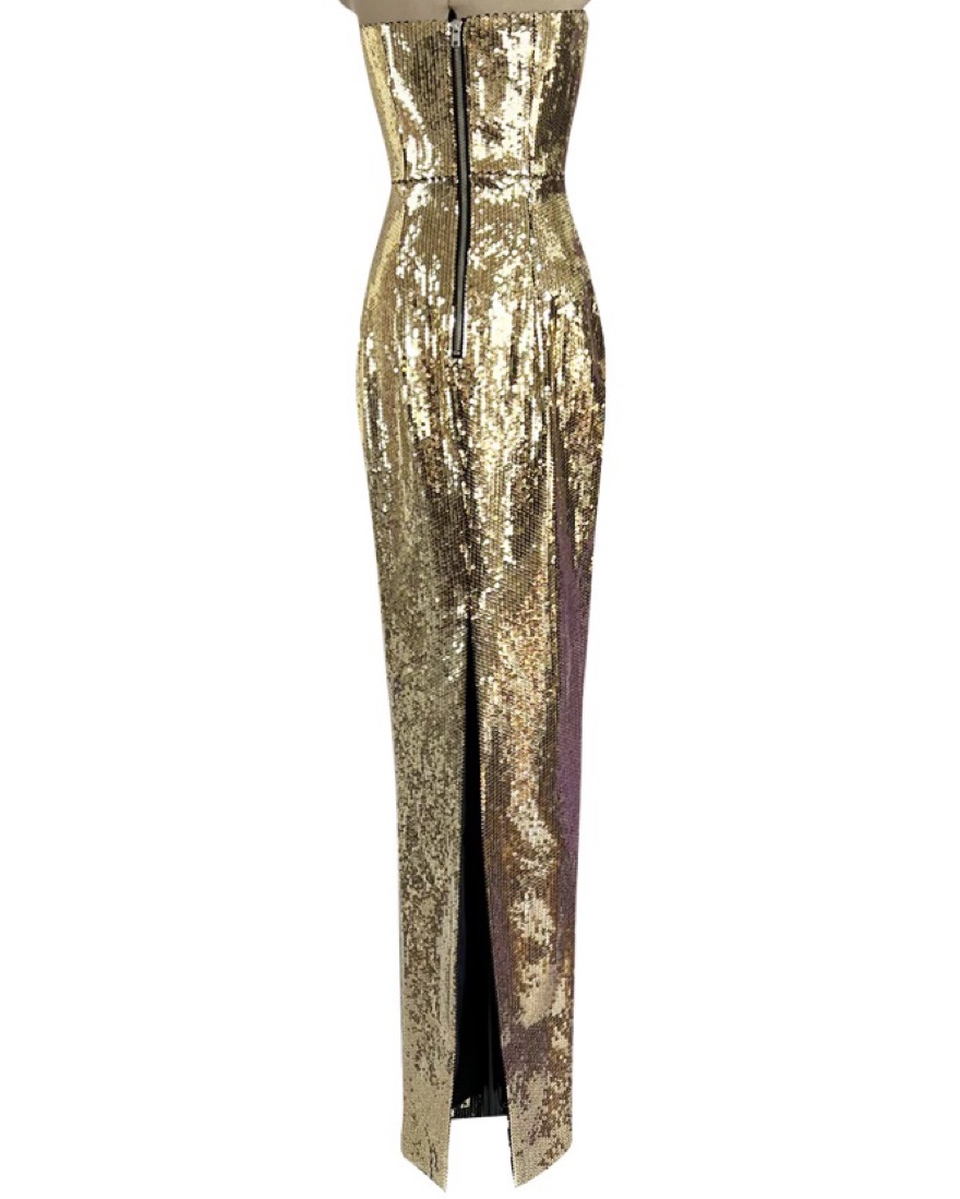 alex perry gold dress Strapless Angled Corset Dress in Sequin main image 1
