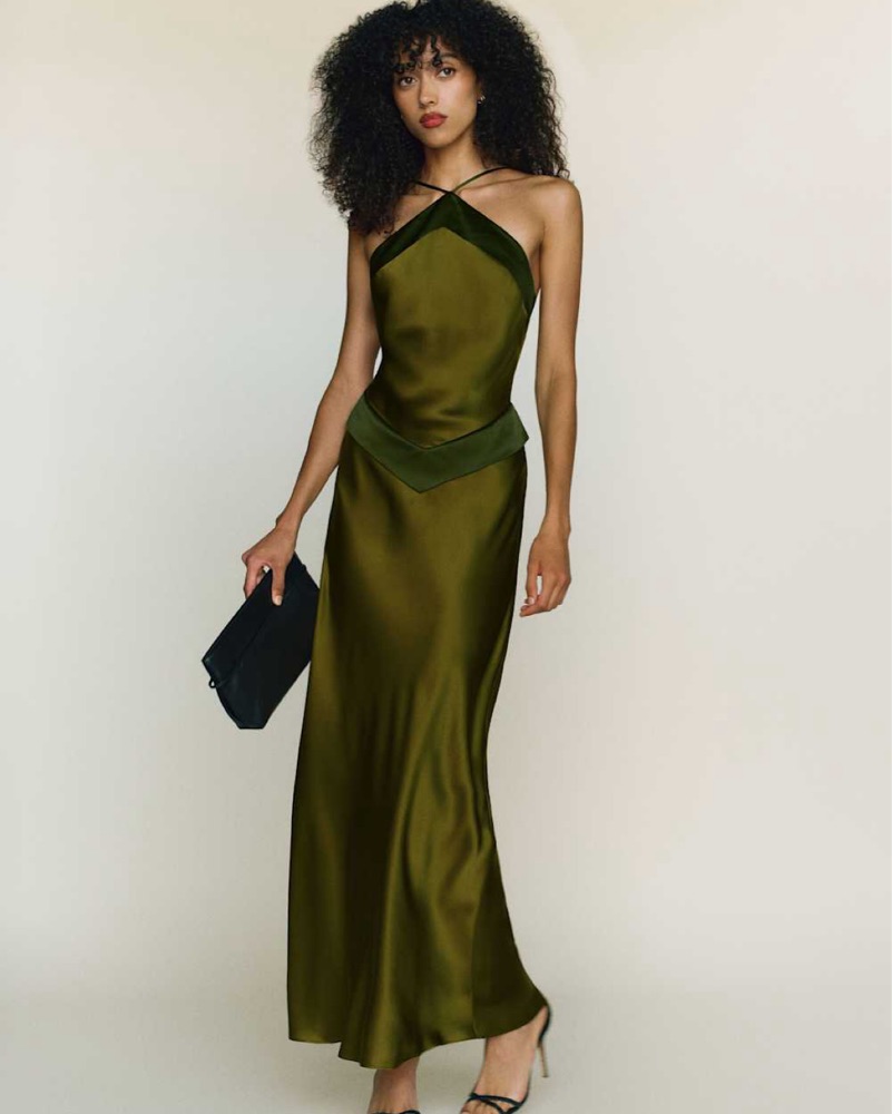 Reformation Jillian olive green dress by Reformation - Pickle