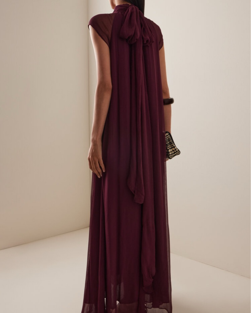 staud burgundy dress Nadine Merabi Diane Burgundy Dress 6 main image 1