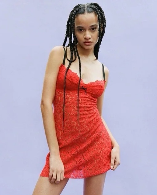 Red Lace Realisation Par Mini Dress by Realisation Par - Pickle