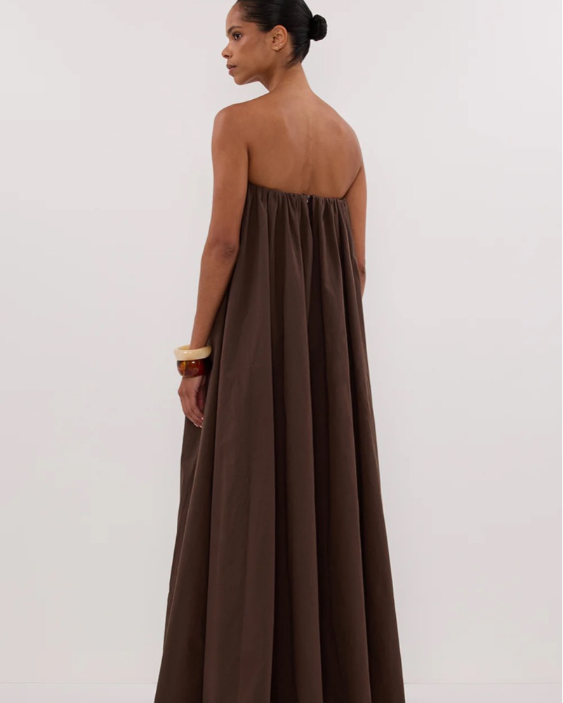 DISSH Brown Strapless Maxi Dress by Dissh - Pickle