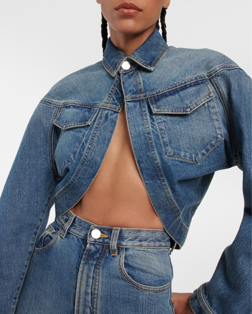 ALAÏA Cropped Denim Jacket by Alaia - Pickle