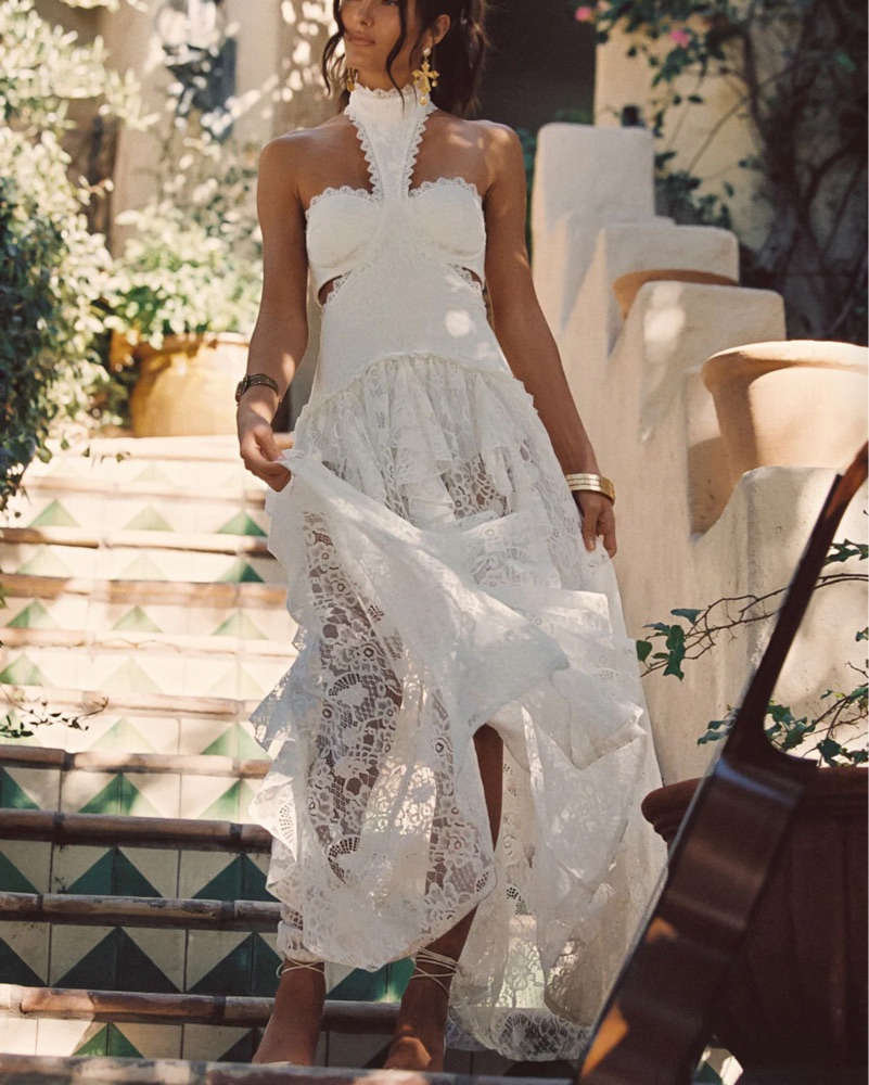 third form exclusive visions lace-trimmed satin midi dress VISIONS LACE FLOOR LENGTH DRESS | BUTTERCREAM | THIRD FORM | Women's  Australian Fashion — THIRD FORM main image 0