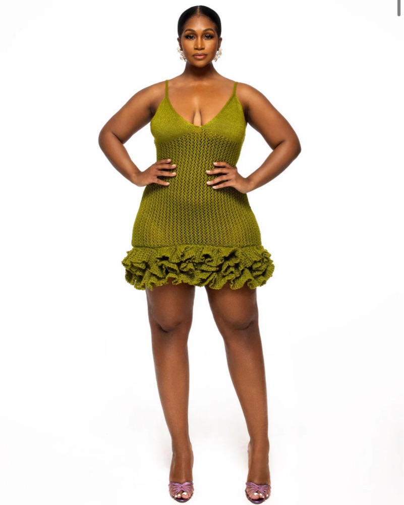 Hanifa Green Crochet Mini Dress by Hanifa - Pickle