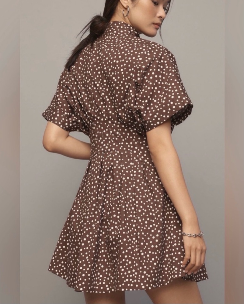 anthropologie brown polka dot dress Anthropologie | Dresses | Anthropologie The Katerina Brown Cream  Buttonfront Detail Polka Dot Dress Nwt