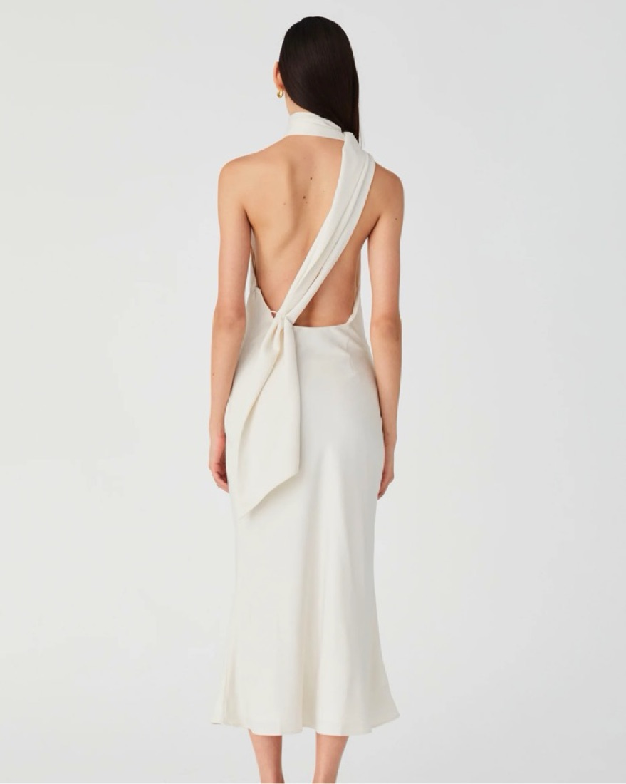 Misha Vivica Satin Midi Dress In Wite by Misha - Pickle