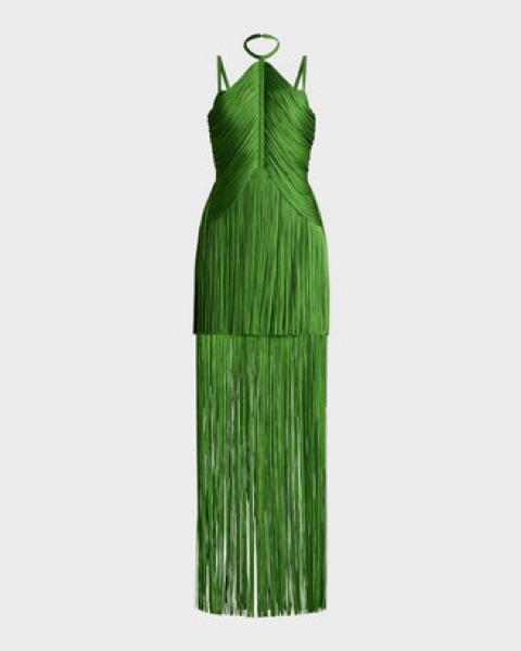 Herve Leger Green Fringe Dress | Pickle
